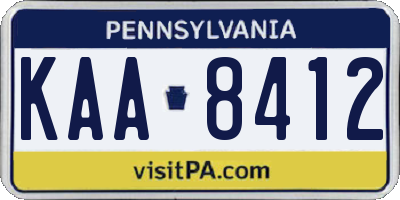 PA license plate KAA8412