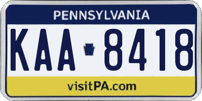 PA license plate KAA8418