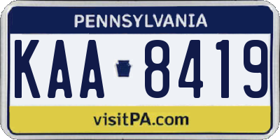 PA license plate KAA8419
