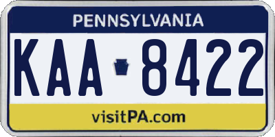 PA license plate KAA8422