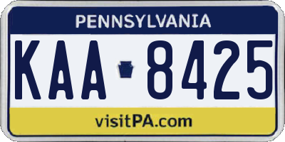 PA license plate KAA8425