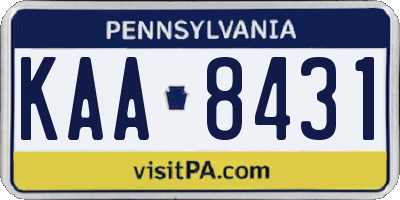 PA license plate KAA8431