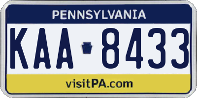 PA license plate KAA8433