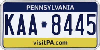 PA license plate KAA8445