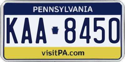 PA license plate KAA8450
