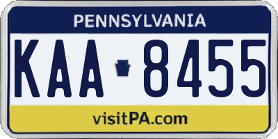 PA license plate KAA8455