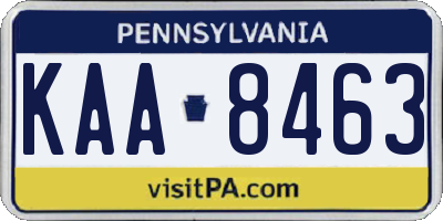 PA license plate KAA8463