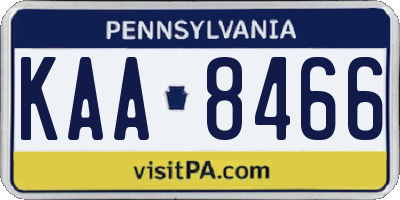 PA license plate KAA8466