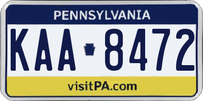 PA license plate KAA8472