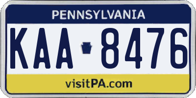 PA license plate KAA8476