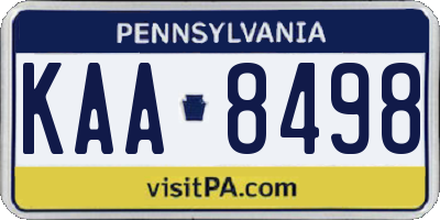 PA license plate KAA8498