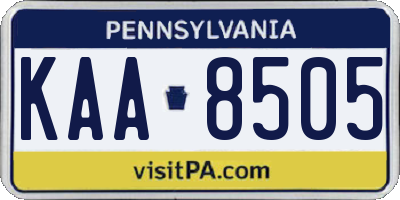 PA license plate KAA8505