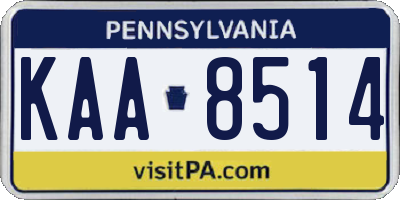 PA license plate KAA8514