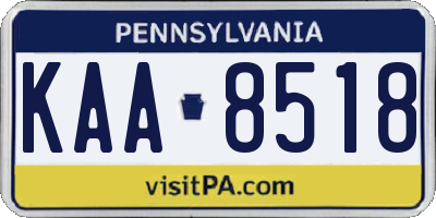 PA license plate KAA8518