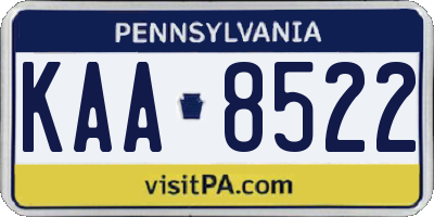PA license plate KAA8522