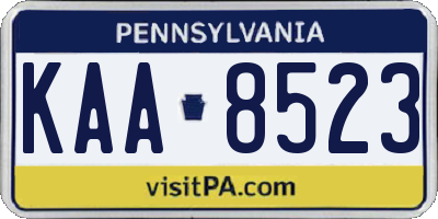 PA license plate KAA8523