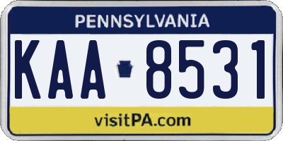 PA license plate KAA8531