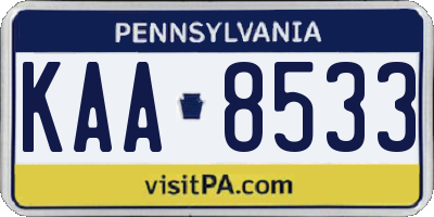 PA license plate KAA8533