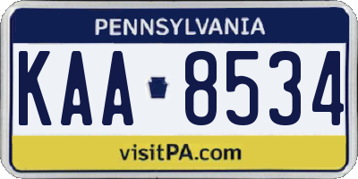 PA license plate KAA8534