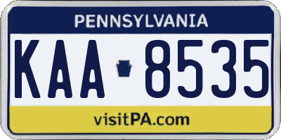 PA license plate KAA8535