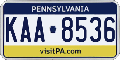 PA license plate KAA8536