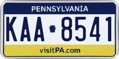 PA license plate KAA8541