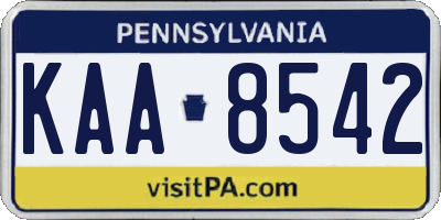 PA license plate KAA8542