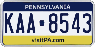 PA license plate KAA8543
