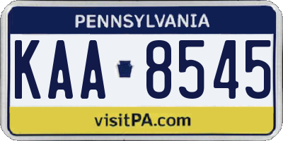 PA license plate KAA8545
