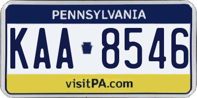 PA license plate KAA8546