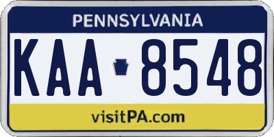 PA license plate KAA8548