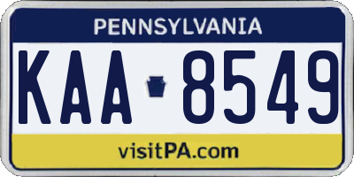PA license plate KAA8549