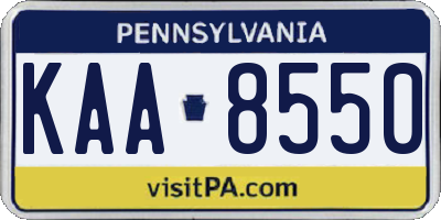 PA license plate KAA8550
