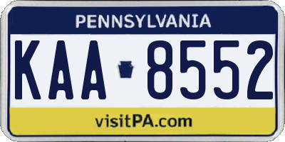 PA license plate KAA8552