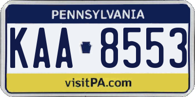 PA license plate KAA8553