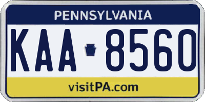 PA license plate KAA8560