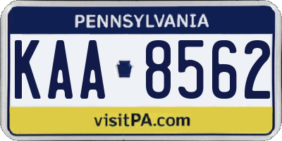 PA license plate KAA8562