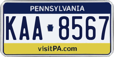PA license plate KAA8567