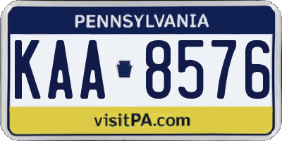 PA license plate KAA8576