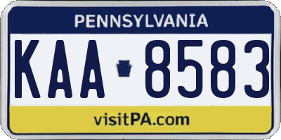 PA license plate KAA8583
