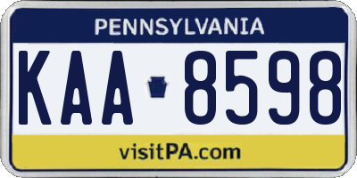 PA license plate KAA8598