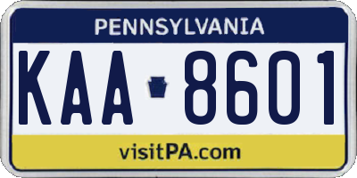 PA license plate KAA8601