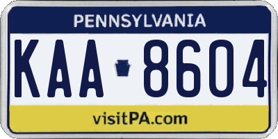 PA license plate KAA8604