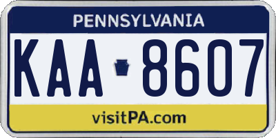 PA license plate KAA8607
