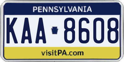 PA license plate KAA8608