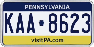 PA license plate KAA8623
