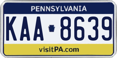 PA license plate KAA8639