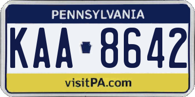 PA license plate KAA8642