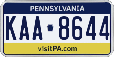 PA license plate KAA8644