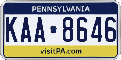 PA license plate KAA8646